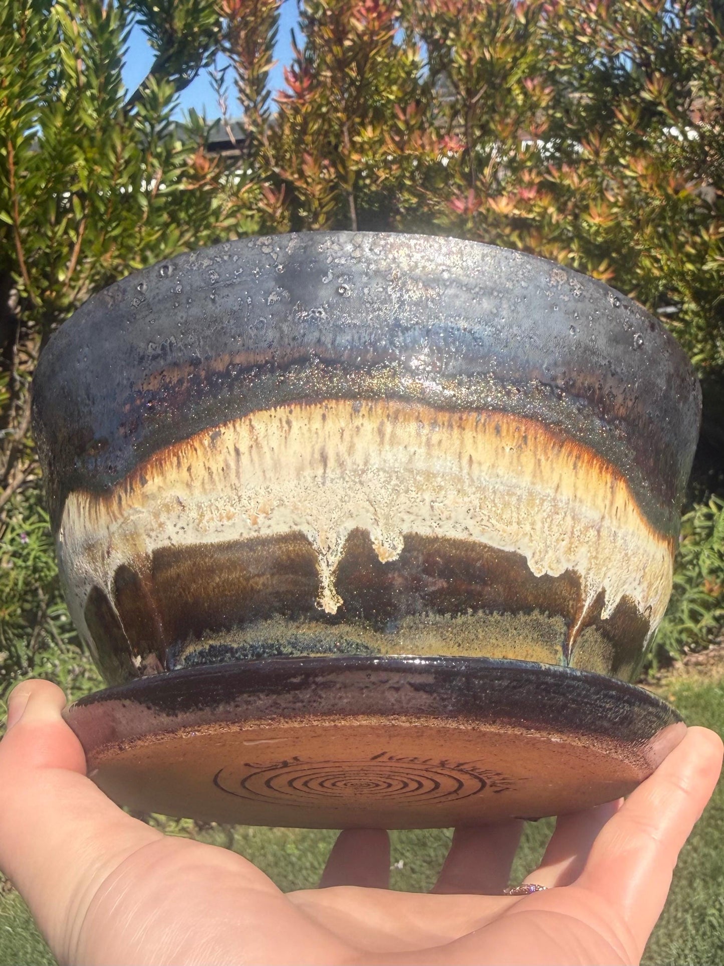 Planter Pots with Built-in Saucers & Drainage Holes, Hand-Painted Ocean-inspired Home Decor