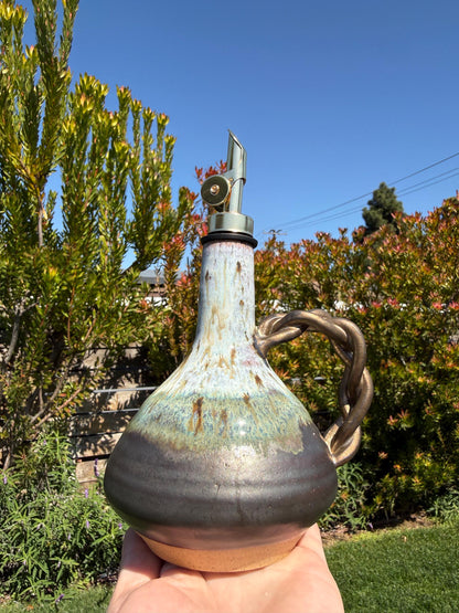 Olive Oil Cruet, with Weighted Spout and Thumb Grip for Easy Pouring