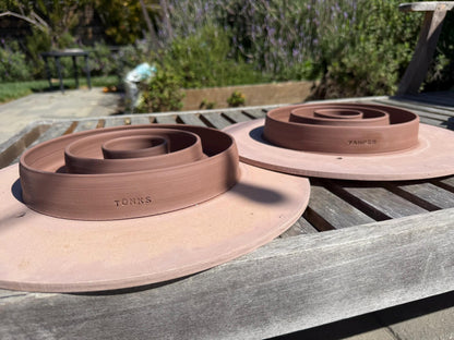 Custom name personalized pet food bowl, handmade stoneware pottery made in California, plastic-free pet bowl, dishwasher safe - Ceramics By Court