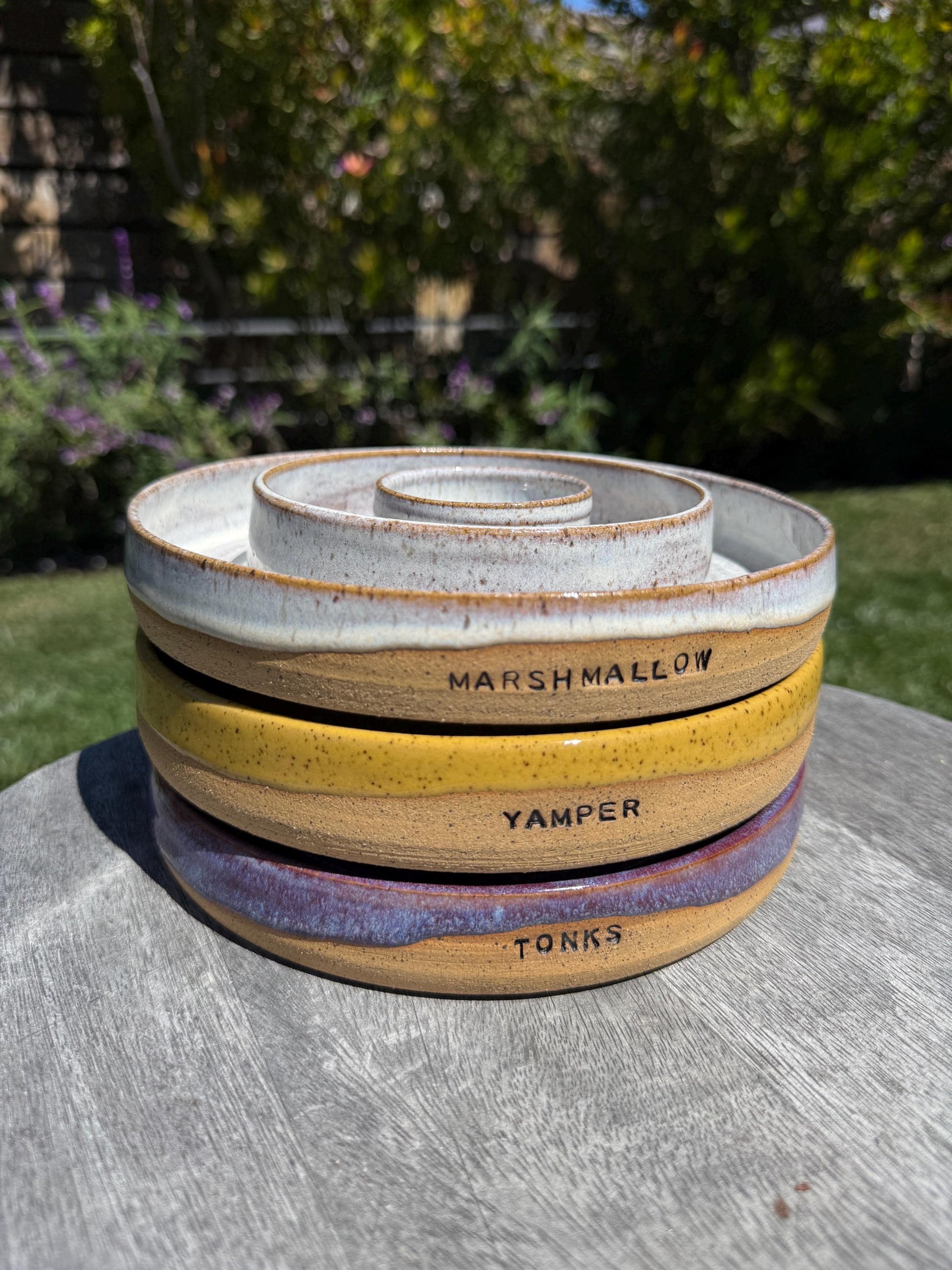 Handmade Slow Feeder Pet Food Bowls & Water Dishes for Cats Small Dogs, Personalized Made to Order, Stoneware Wheel-Thrown Pottery from CA