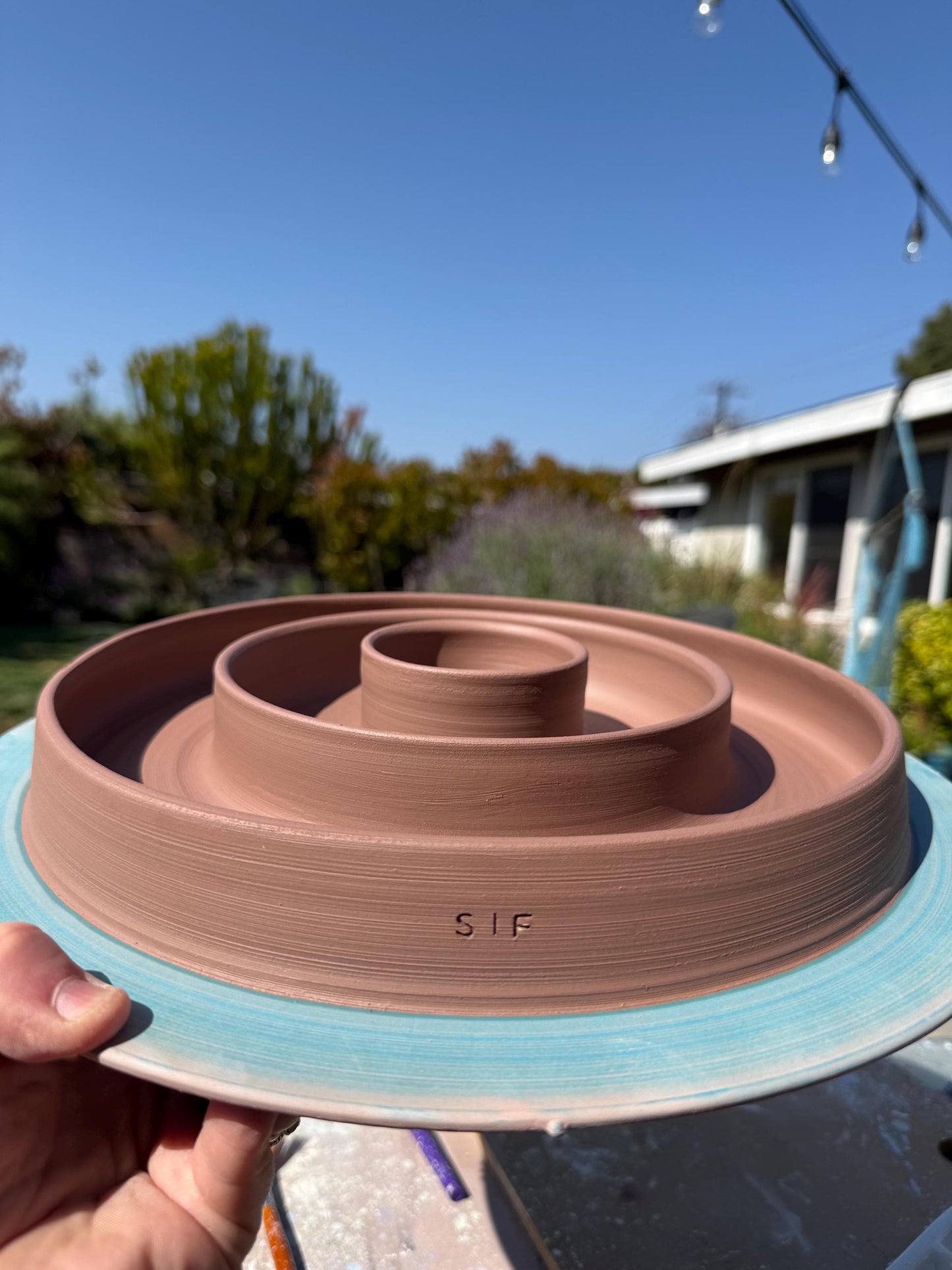 Custom name personalized pet food bowl, handmade stoneware pottery made in California, plastic-free pet bowl, dishwasher safe - Ceramics By Court