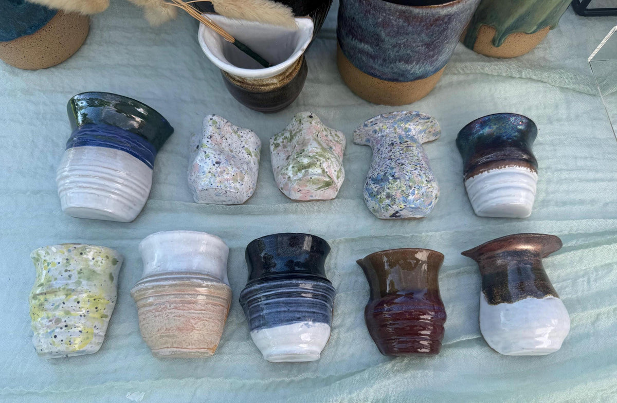 Mini Fridge Magnet Vases with Hand-painted Vibrant Glazes