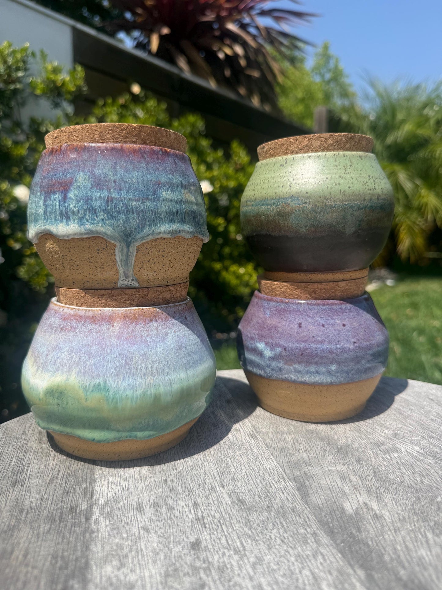 Salt Cellars with Cork Lid, Salt Pig, Countertop Pinch Bowl