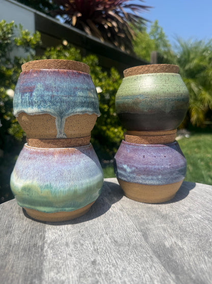 Salt Cellars with Cork Lid, Salt Pig, Countertop Pinch Bowl