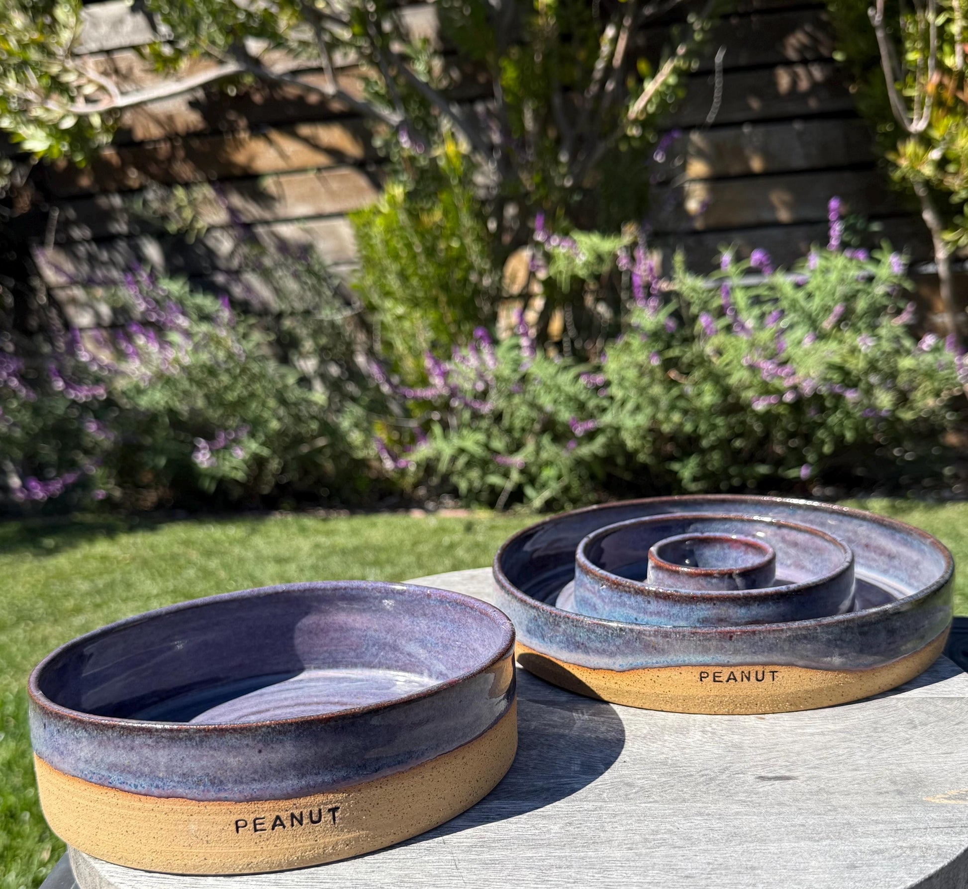 Handmade Slow Feeder Pet Food Bowls & Water Dishes for Cats Small Dogs, Personalized Made to Order, Stoneware Wheel-Thrown Pottery from CA