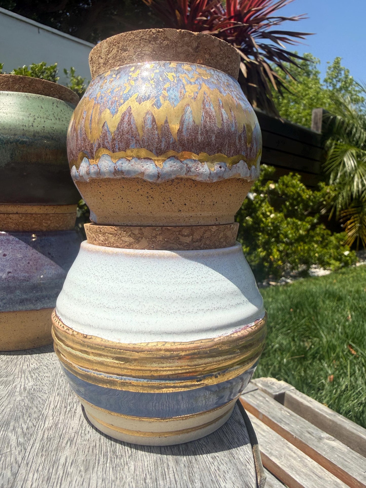 Salt Cellars with Cork Lid, Salt Pig, Countertop Pinch Bowl