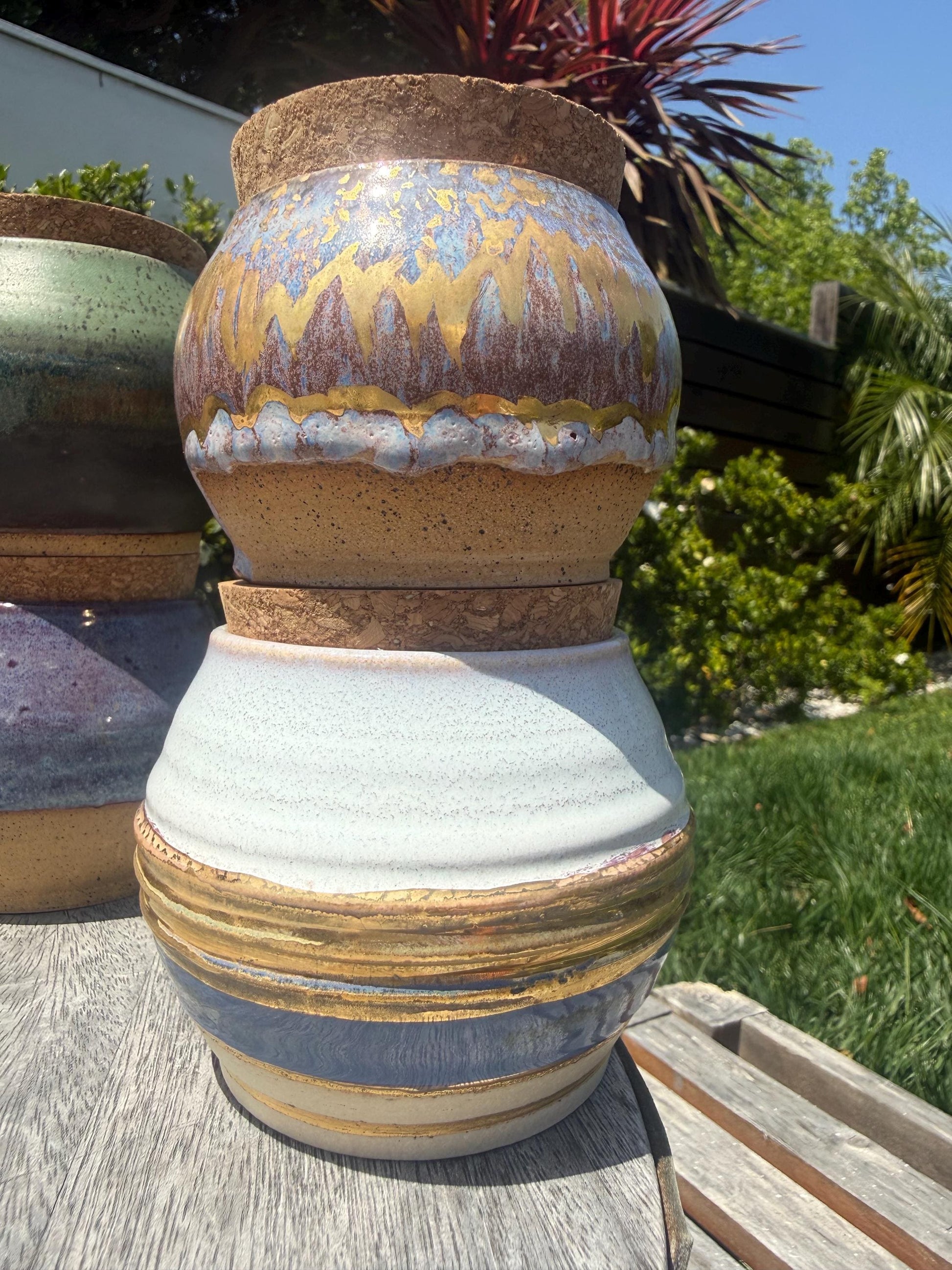 Salt Cellars with Cork Lid, Salt Pig, Countertop Pinch Bowl