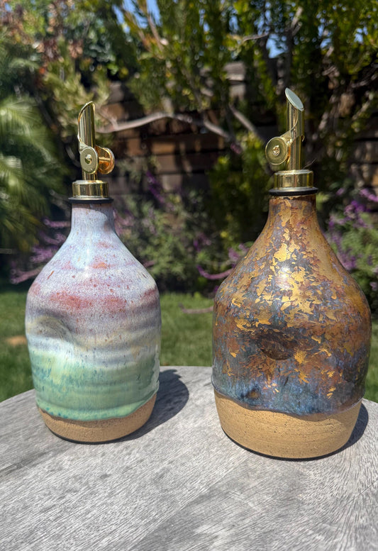 Olive Oil Cruet, with Weighted Spout and Thumb Grip for Easy Pouring