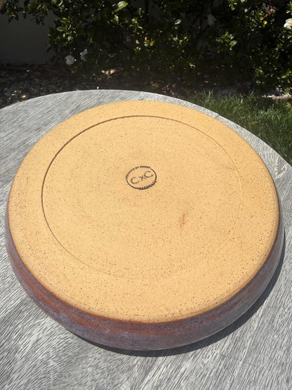 Chip n’ Dip Dish, 9” wide Dishwasher-Safe Charcuterie 3-compartment dish, Wheel-thrown Pottery
