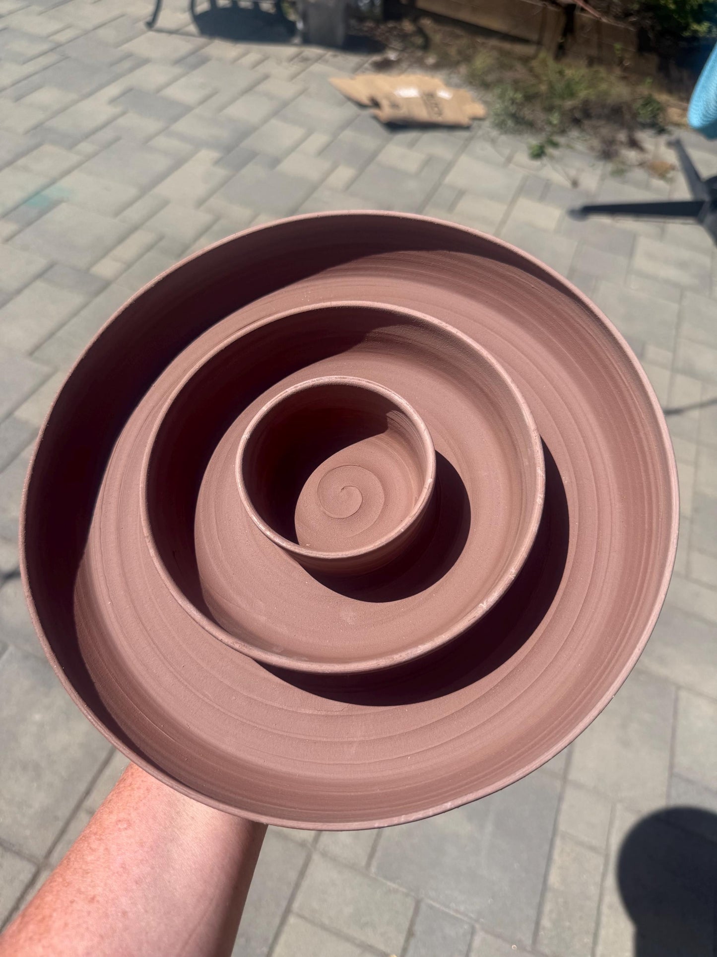 Handmade Chip n’ Dip Dish, 9” wide Dishwasher-Safe Charcuterie 3-compartment dish, Wheel-thrown Pottery
