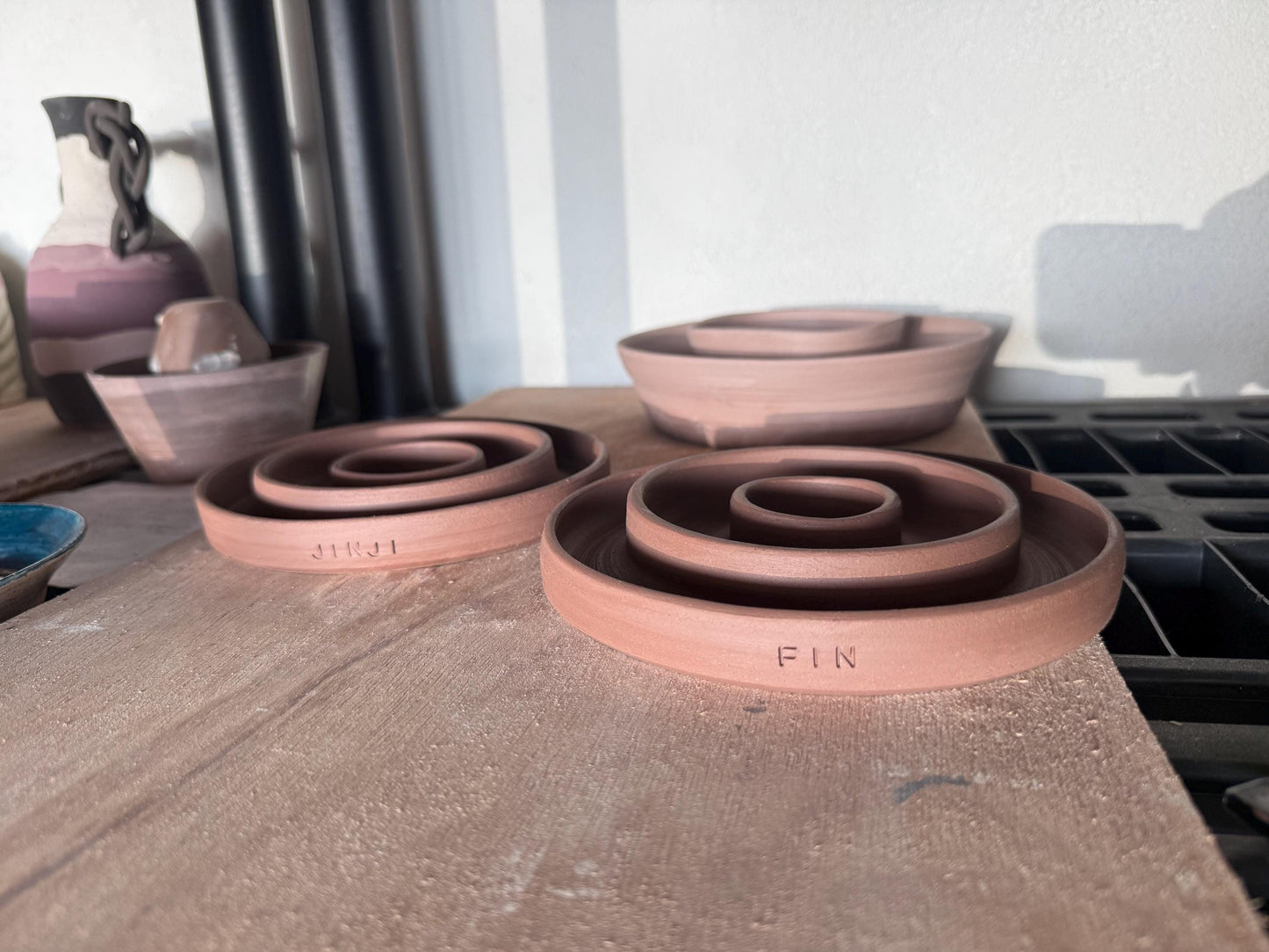 Handmade Slow Feeder Pet Food Bowls & Water Dishes for Cats Small Dogs, Personalized Made to Order, Stoneware Wheel-Thrown Pottery from CA