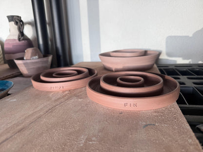 Handmade Slow Feeder Pet Food Bowls & Water Dishes for Cats Small Dogs, Personalized Made to Order, Stoneware Wheel-Thrown Pottery from CA