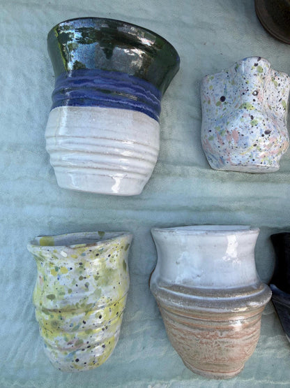 Mini Fridge Magnet Vases with Hand-painted Vibrant Glazes