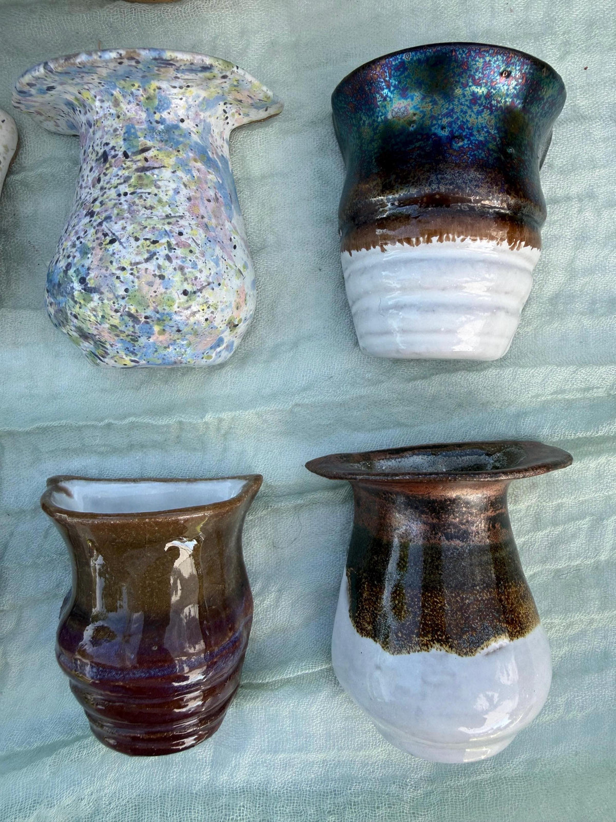 Mini Fridge Magnet Vases with Hand-painted Vibrant Glazes