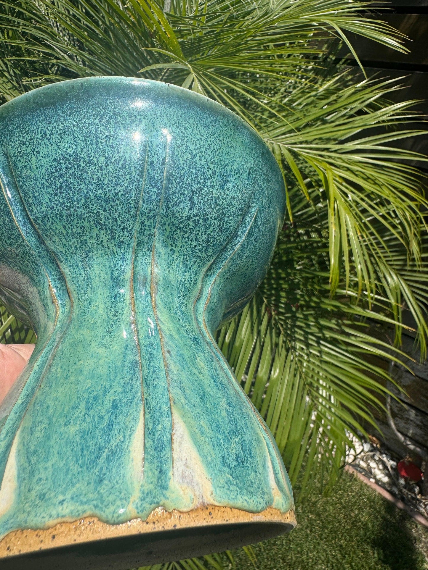 Pedestal Bowls, Hand-Painted Beach Wave, Funtional Coastal Home Decor