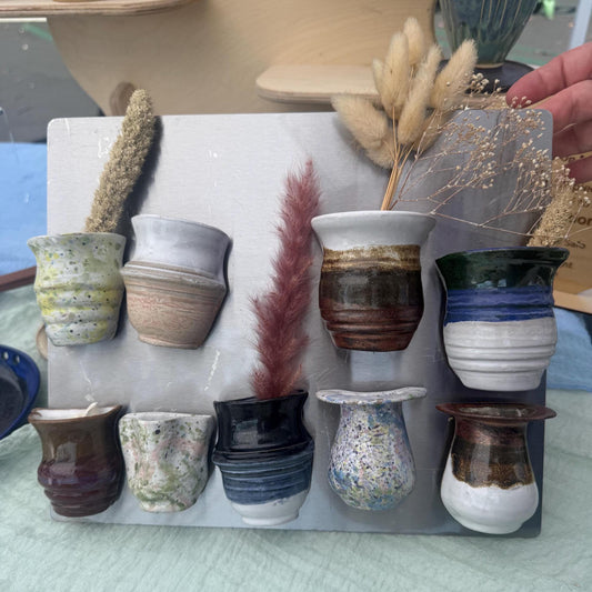 Mini Fridge Magnet Vases with Hand-painted Vibrant Glazes