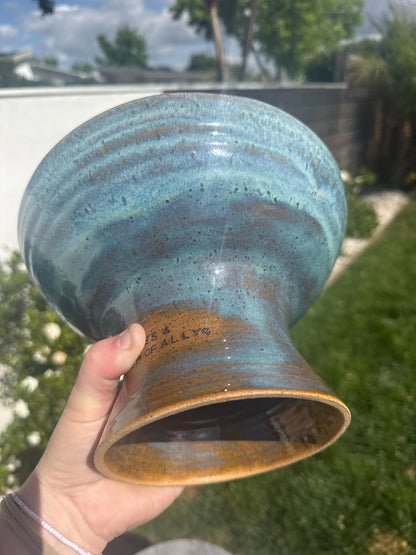 Pedestal Bowls, Hand-Painted Beach Wave, Funtional Coastal Home Decor