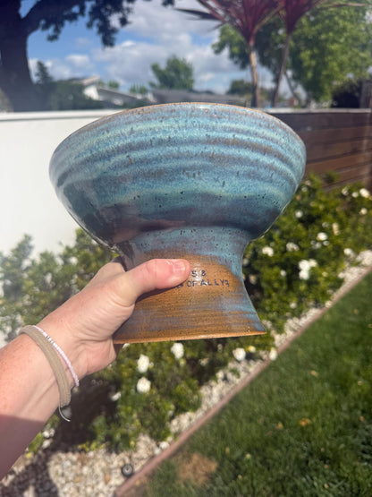 Pedestal Bowls, Hand-Painted Beach Wave, Funtional Coastal Home Decor