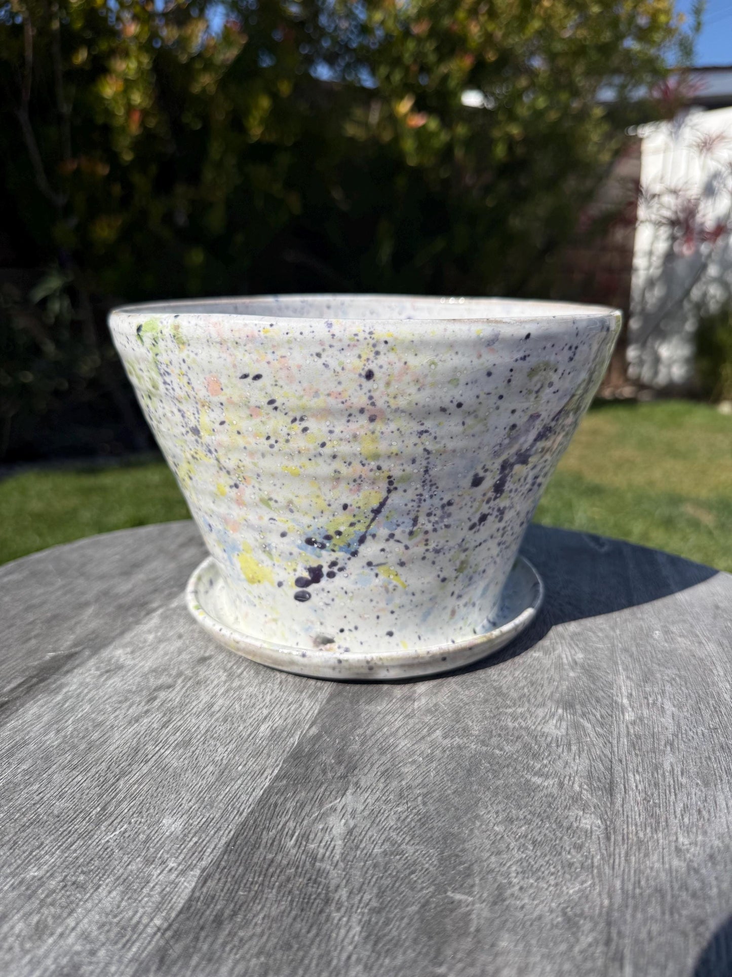 Planter Pots with Built-in Saucers & Drainage Holes, Hand-Painted Ocean-inspired Home Decor