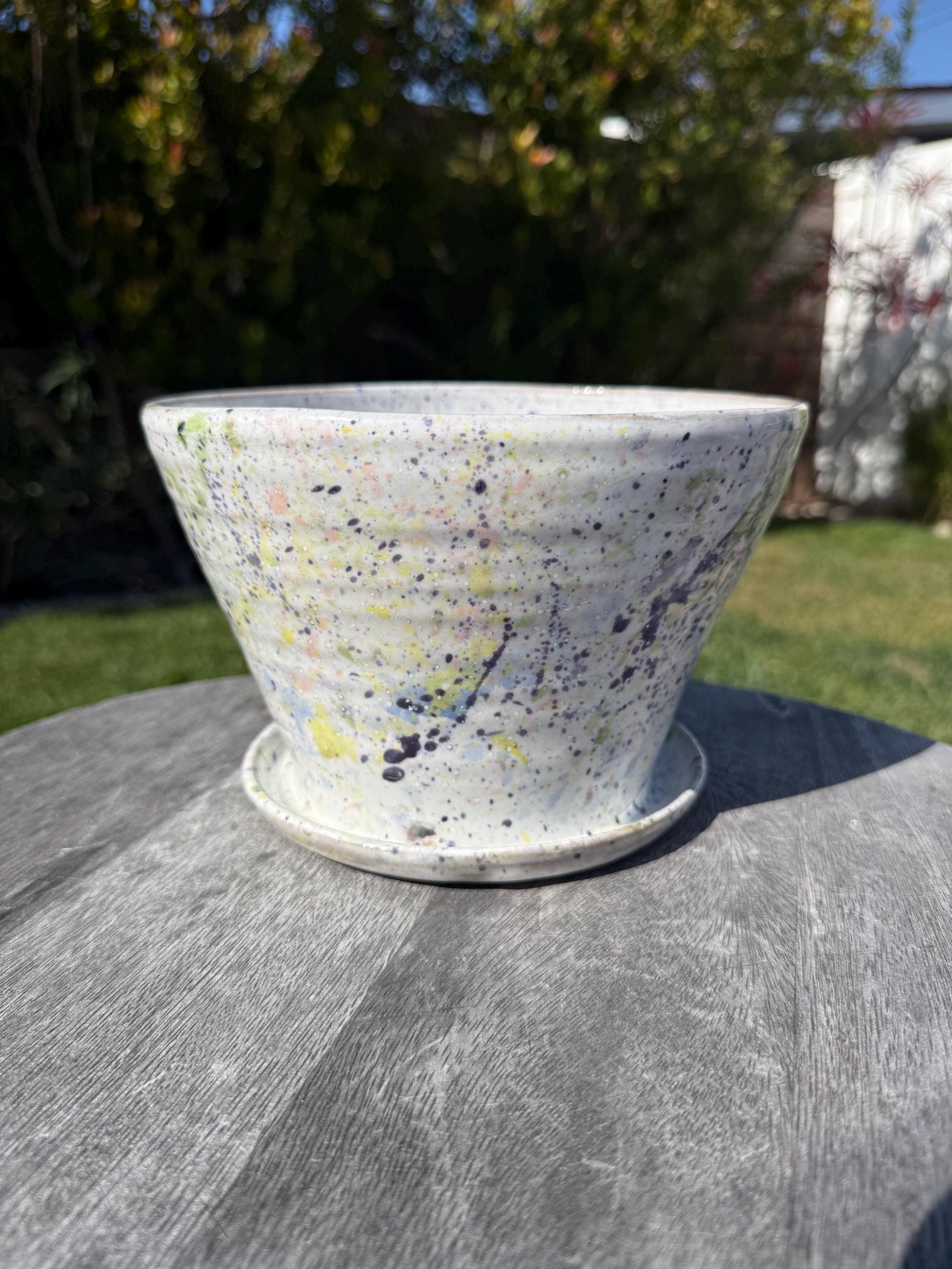 Planter Pots with Built-in Saucers & Drainage Holes, Hand-Painted Ocean-inspired Home Decor