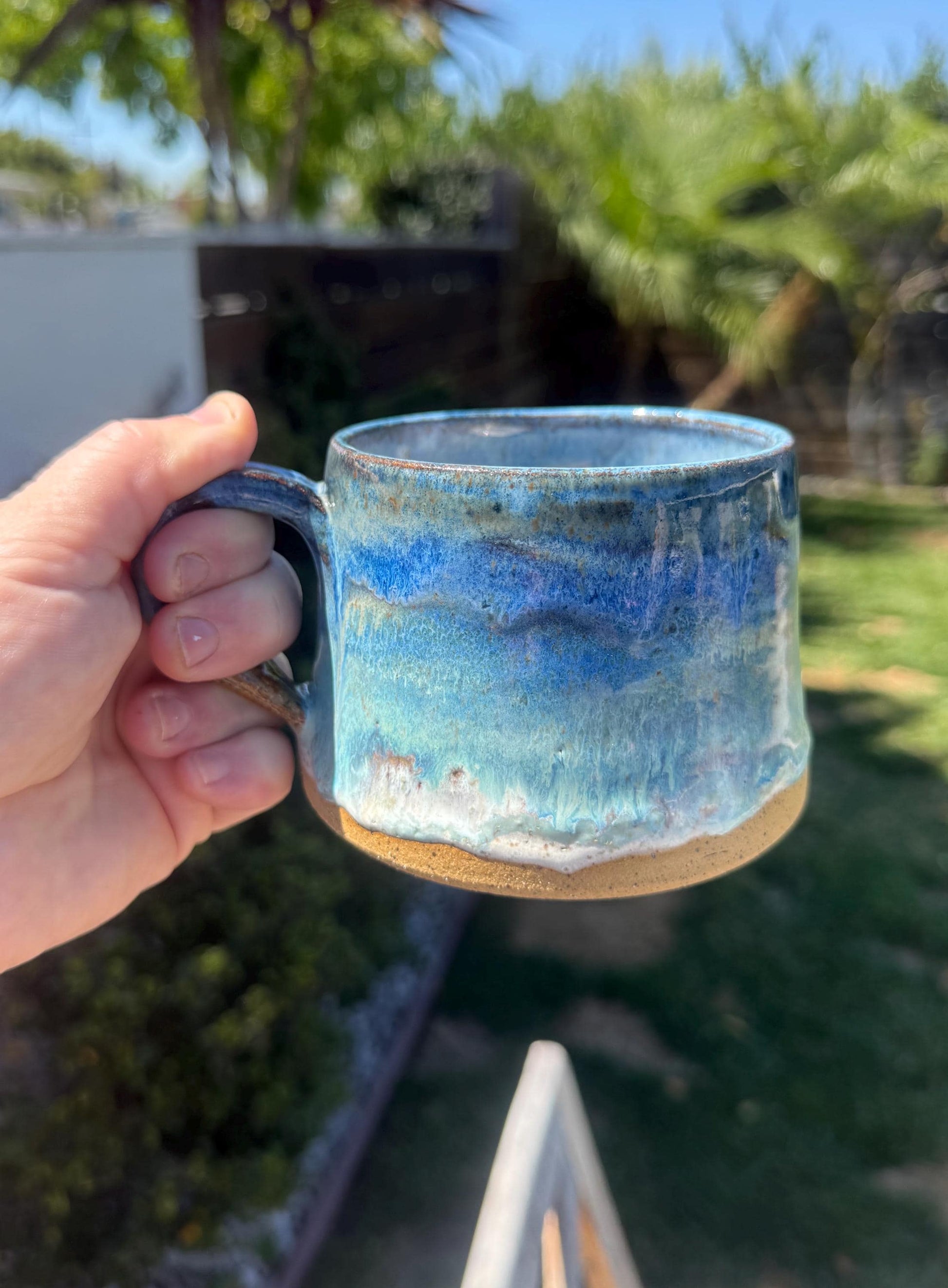 Handpainted Beach Mugs, A-Shape Cup with Stable Base and Comfortable Handles