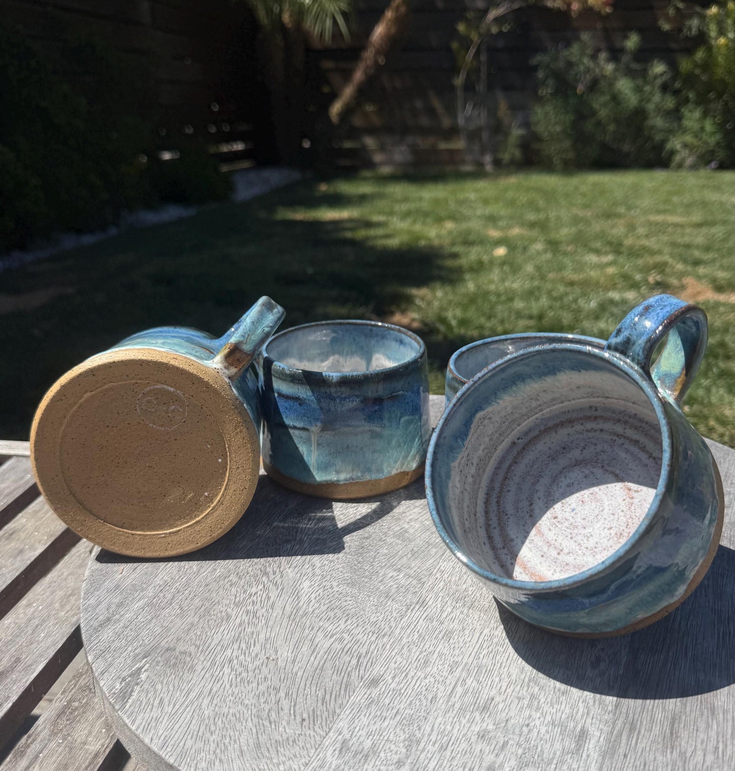 Handpainted Beach Mugs, A-Shape Cup with Stable Base and Comfortable Handles