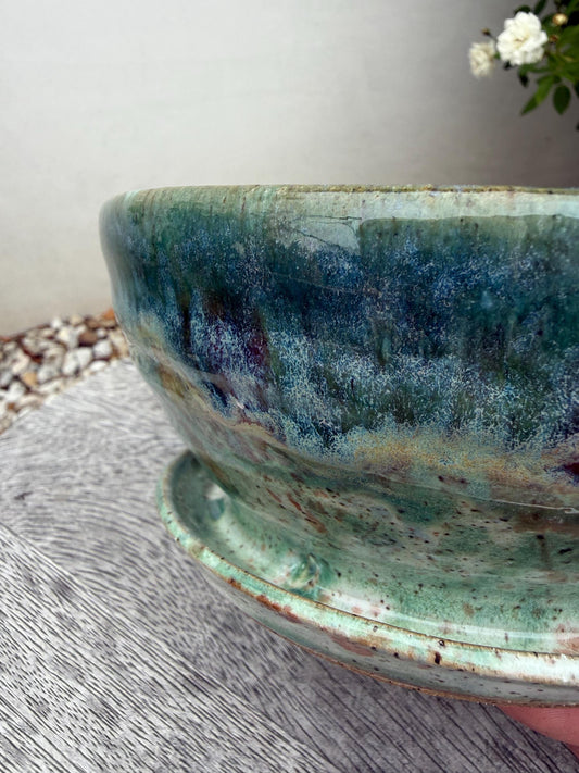 Planter Pots with Built-in Saucers & Drainage Holes, Hand-Painted Ocean-inspired Home Decor