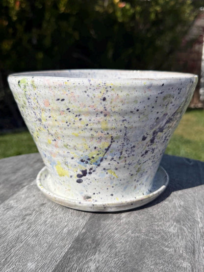 Planter Pots with Built-in Saucers & Drainage Holes, Hand-Painted Ocean-inspired Home Decor