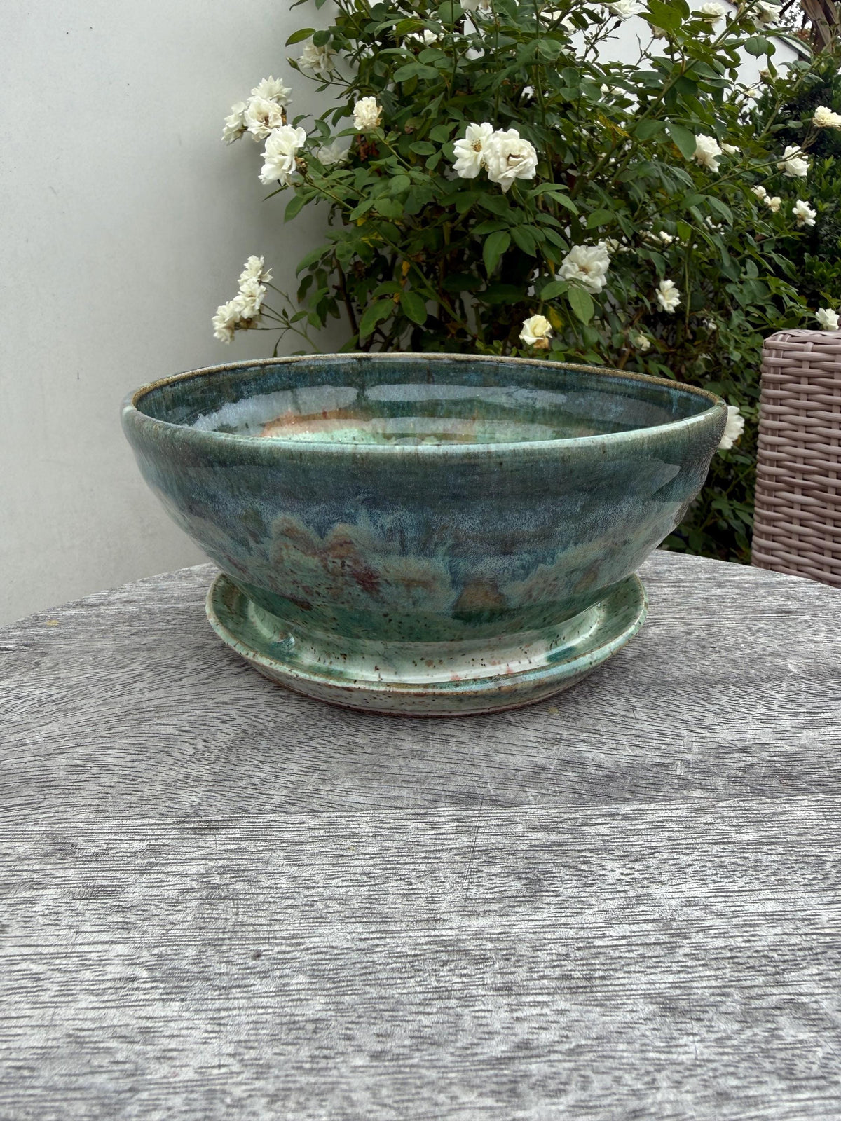 Planter Pots with Built-in Saucers & Drainage Holes, Hand-Painted Ocean-inspired Home Decor