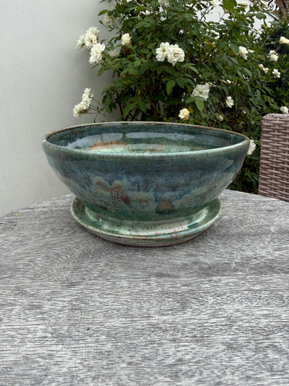 Planter Pots with Built-in Saucers & Drainage Holes, Hand-Painted Ocean-inspired Home Decor