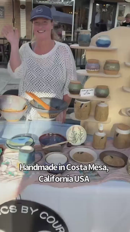Planter Pots with Built-in Saucers & Drainage Holes, Ocean inspired Glazed Ceramics
