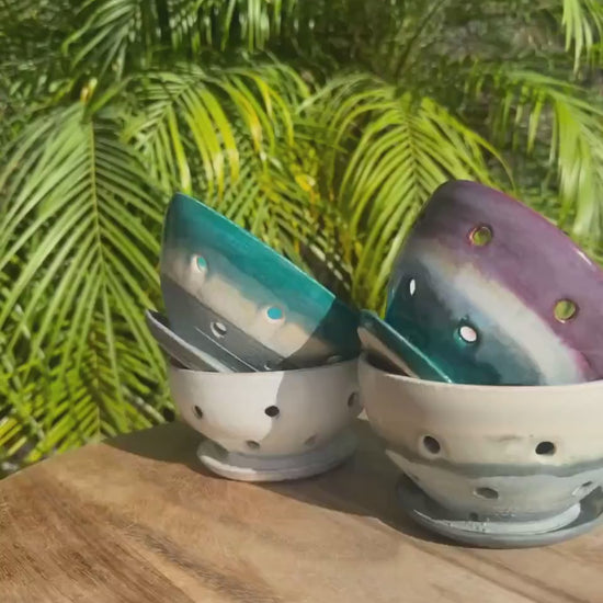 Berry Bowls: Wash & Store Colanders with Built-in Saucer and Holes