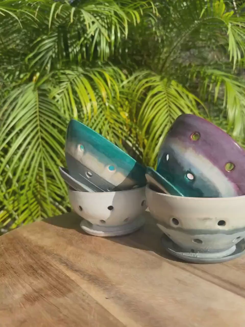 Berry Bowls: Wash & Store Colanders with Built-in Saucer and Holes