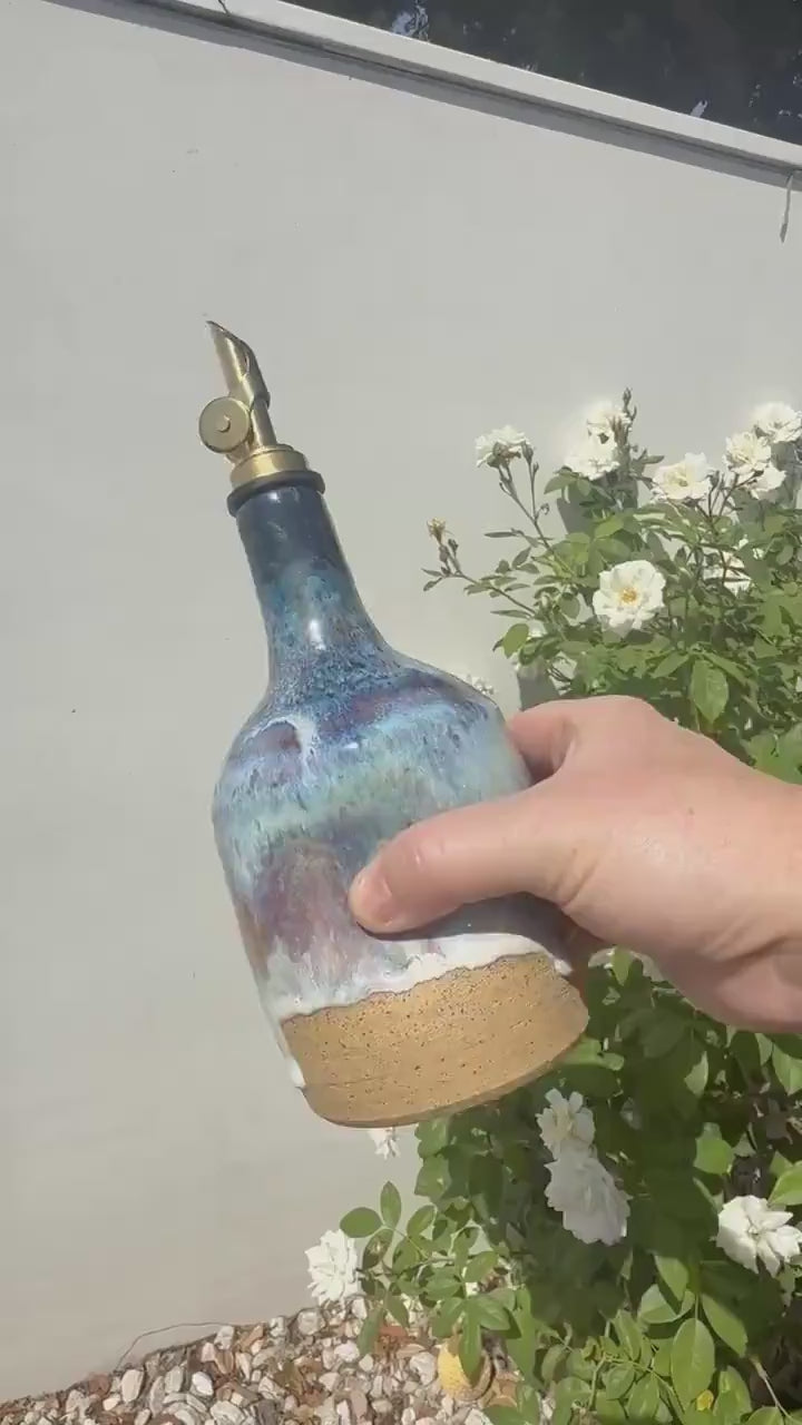 Olive Oil Cruet, with Weighted Spout and Thumb Grip for Easy Pouring