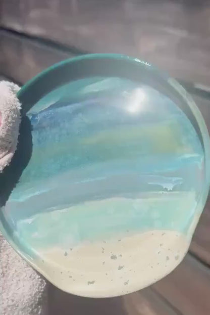 Handmade Ceramic Spoon Rest: Beach Wave Stoneware Pottery