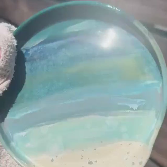 Handmade ceramic spoon rest, handpainted turquoise beach glaze from sand to sea, great small pottery gift, wheel-thrown stoneware kitchen decor and art for your countertop, dishwasher safe - Ceramics By Court