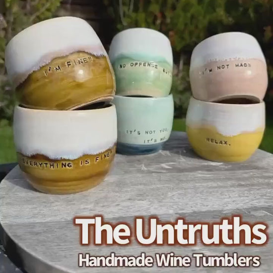 Cups: The Untruths; Hand-Stamped Wine Mugs for Cocktails, Warm or Cold Beverages