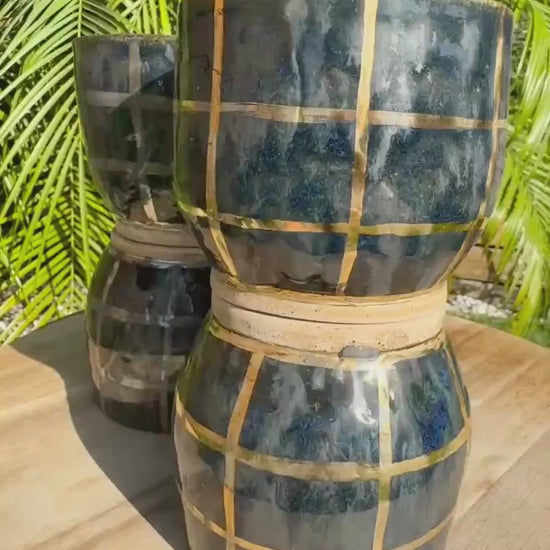 22K Gold Holiday Checkered Tumbler Set, Cocktail Cups