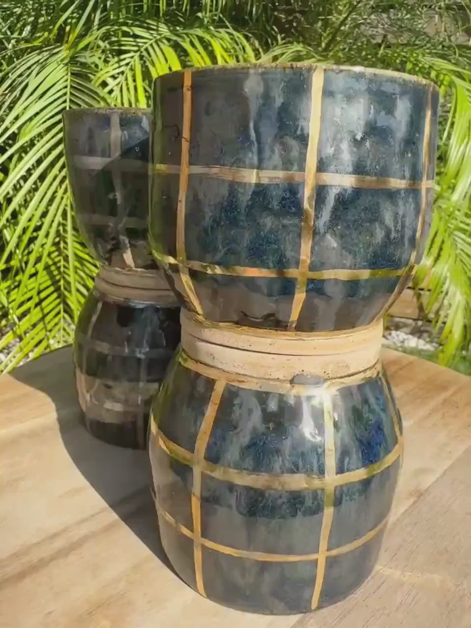 22K Gold Holiday Checkered Tumbler Set, Cocktail Cups