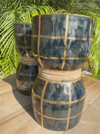 22K Gold Holiday Checkered Tumbler Set, Cocktail Cups